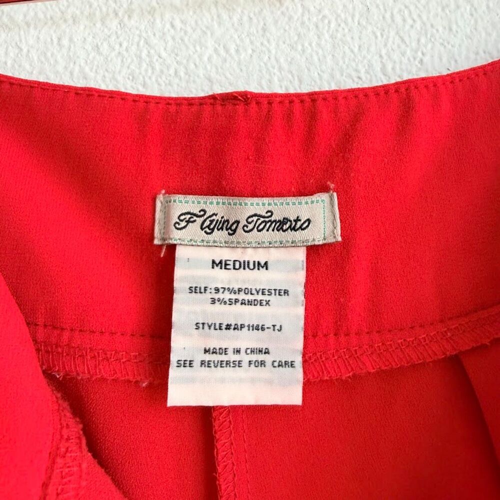 Flying Tomato Wide Leg High Rise Pleated Pants with Self Tie in Red size Medium - Picture 7 of 12